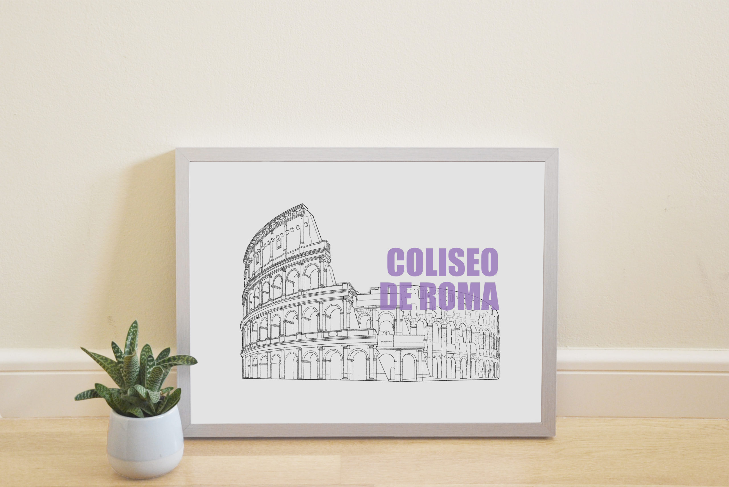 Lámina Coliseo de Roma, Italia marco plata