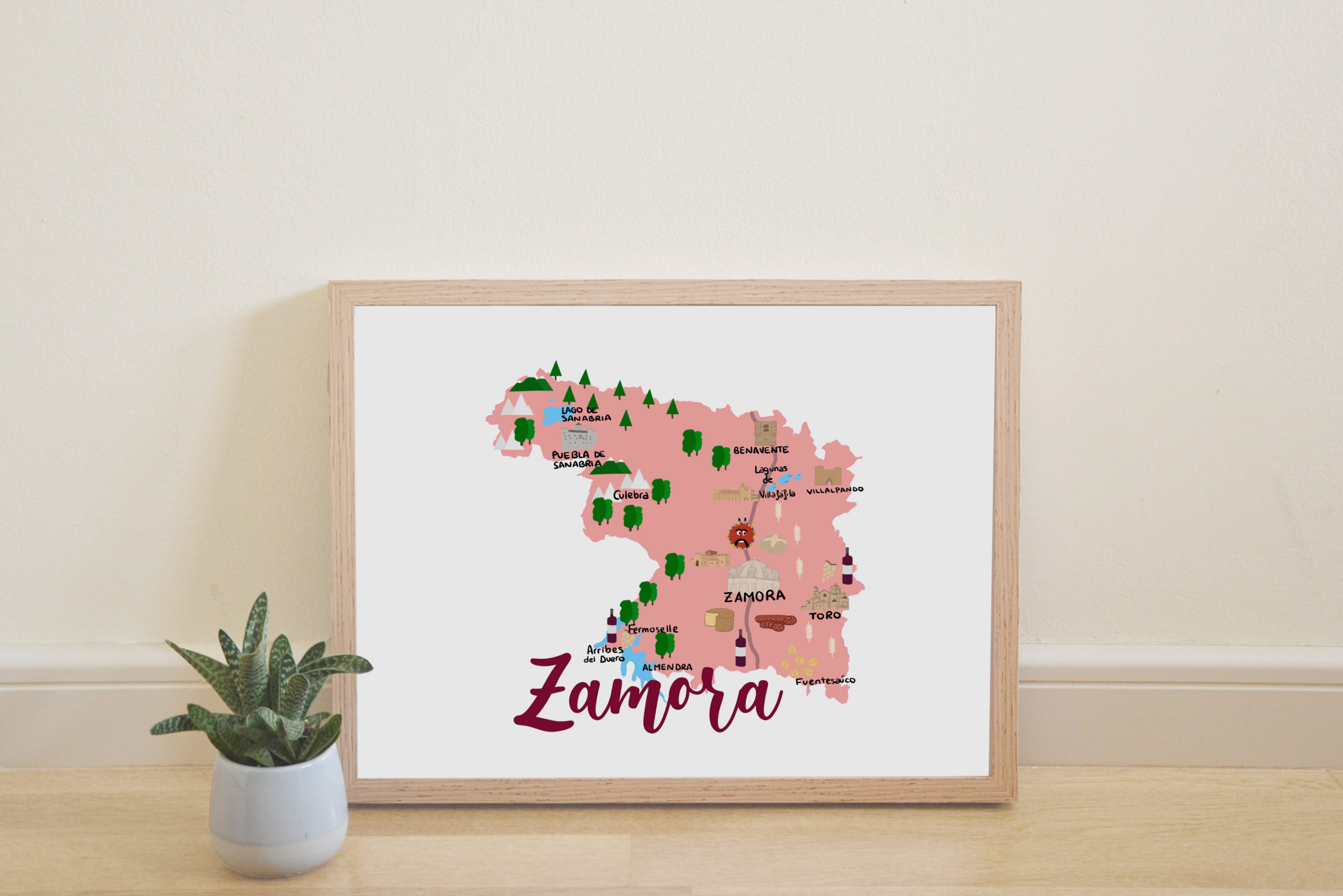 Lámina provincia Zamora marco madera natural
